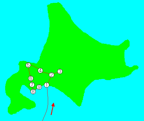 北海道旅行の行程